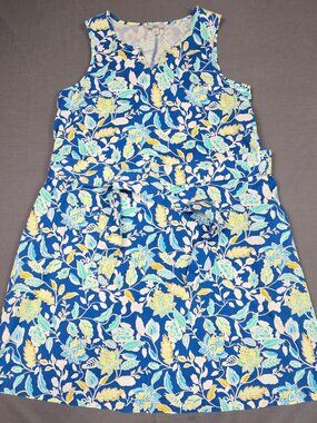 Croft & Barrow Womens Small Blue Floral Sleeveless Dress With Tie Waist